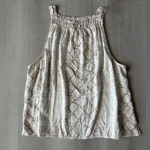 Anthropologie Cloth & Stone Smocked Neck Snakeskin Tank Top